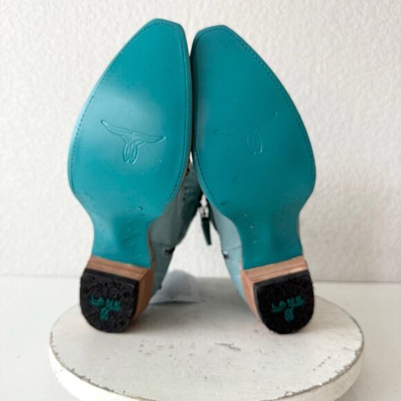 Lane COSSETTE Womens Cowboy Booties 11 Blue Leather Cowgirl Western Short Boots - Picture 10 of 13